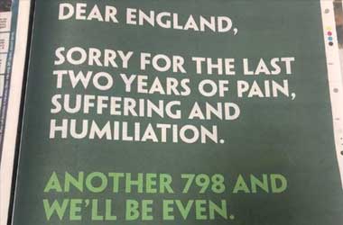 Paddy Power's Dear England Advert in a Newspaper